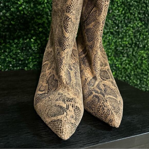 Express Textured Snakeskin Asymmetrical Pull On Booties 6 - Picture 3 of 8